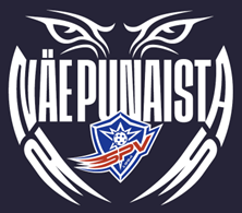 näe punaista seuratuotelogo sinisellä pohjalla